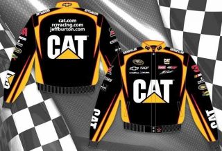 Kids Boys Size 5 14 Jeff Burton CAT NASCAR Jacket Coat Black Yellow