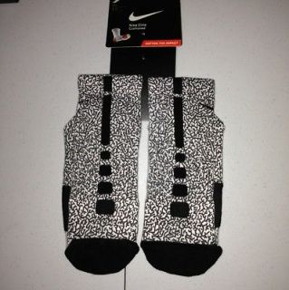 Brand New Custom Nike Elite Socks Large Jordan 3 Elephant Print White