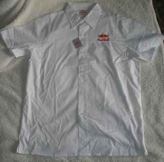 Red Bull Energy Drink Mens White Short Sleeved Dress Shirt Size X