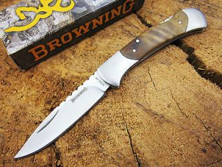 Browning Custom Fileworked Backspring Burl Wood Lockback Pocket Knife