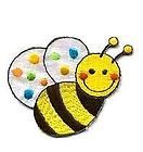 JOLLY BUMBLE BEE, SMALL EMBROIDERED IRON ON APPLIQUE/PATCH