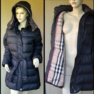 BURBERRY BRIT New Womens Puffer Jacket Coat sz L Quilted Goose Down