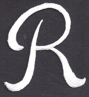 Script Letters   White Script Letter R   Iron On Embroidered