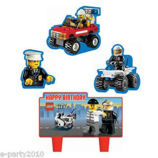 4pc LEGO CITY Wilton MINI CAKE DECORATIONS ~ Birthday Party Supplies