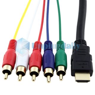 For HDTV LCD PS3 1080P HDMI to 5 RCA AV Cable Cord 5Ft 1.5m Male/Male