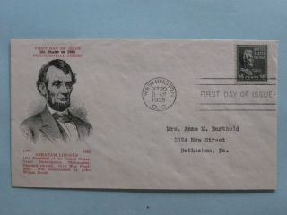 FDC #821 Lincoln Holland cachet BWS_523