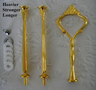 Cake Stand Handle Heavy 3 Tier Gold Crown Centre Fitting Hardware High