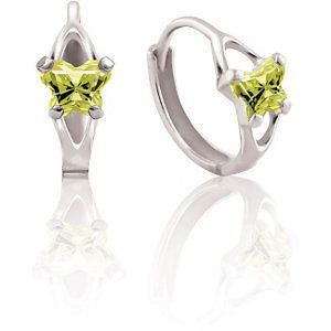 CZ AUGUST Birthstone Hoop Earrings 14k White Gold Butterfly Jewelry