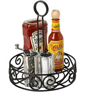 Black Scroll Tabletop Condiment Caddy