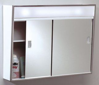 White Medicine Cabinet With Built In Incandescent Light and 1 Shelf