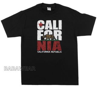 California Bear T Shirt Black Cali Republic Star Golden State BABA
