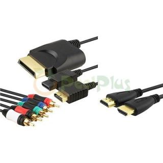 IN 1 gold AV COMPONENT+HDMI CABLE 3m FOR PS2 PS3 Wii