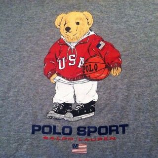 VTG Ralph Lauren Polo Sport t shirt, P Bear, P Wing Hi Tek 1992 Cookie