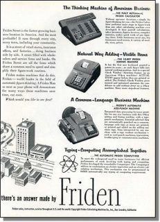1956 Friden Calculator   The Thinking Machine Print Ad