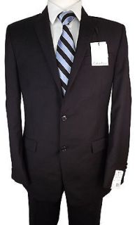 R95 NEW CALVIN KLEIN Black 100% Wool 2 Button Slim Fit Suit 42