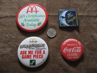 Lot of 4 Vintage McDonalds Button Pins