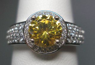Brand New Sterling Silver Fancy Canary Yellow & White Cubic Zirconia