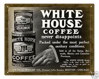 COFFEE beans TEA SIGN WHITE HOUSE CAN collectible VINTAGE KITCHEN
