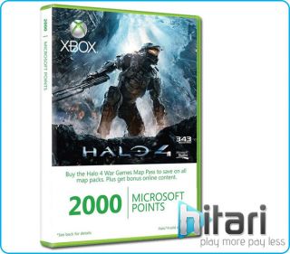 Xbox Live Halo 4 2000 points Card Xbox 360