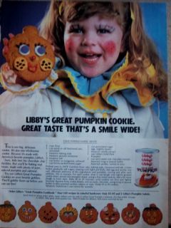 1984 Libbys Canned Pumpkin Cookie Halloween Costume Ad