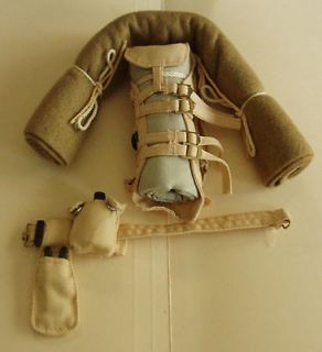 WWI early WWII Haversack Backpack bed roll belt & canteen & wire