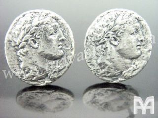 Sterling Silver Ancient Julius Caesar Coin Replica Cufflinks Cuff