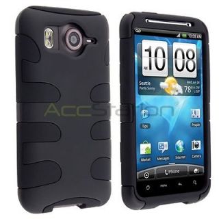 /Black Hybrid Fishbone Phone Snap On Cover Case For HTC Inspire 4G