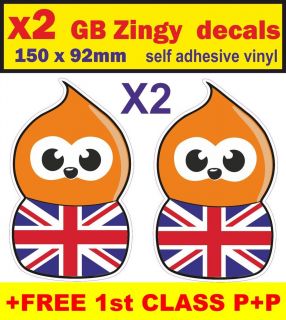 x2 Union Jack Zingy Decal EDF Vinyl Car Bumper Sticker vw golf polo