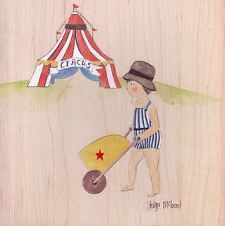 Original Painting Folk Art Wood Circus Tent USA Red White and Blue Boy