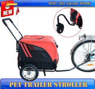 Deluxe PET CARRIER Dog Bike Bicycle Trailer Stroller 360 Swivel Wheel