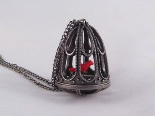 24 Victorian Style Bird Cage Necklace with a Red Canary Bird #N2039R