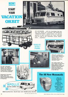 1971 Apollo Camper Motorhome   Classic Vintage Advertisement Ad H33