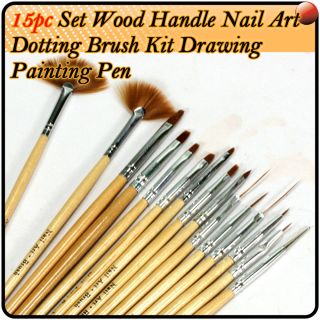 Professional Wood Handle Nail Art Drawing Painting Brush Pen Kit E396