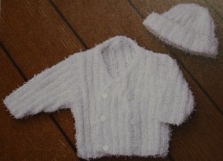 Kokonut Baby Cardigan and Hat Sweater Beanie Hand Knitting PATTERN