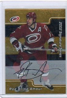PLAYER SIGNATURE SERIES ROD BRINDAMOUR SP GOLD AUTO CARD. HURRICANES