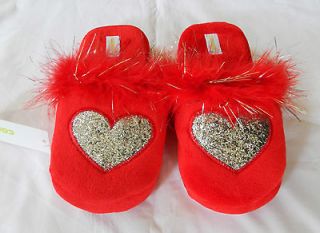NWT Girls Sz. 1/2 L *GLAM* Red Boa Slippers by Capelli Kids