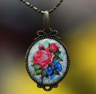 Stunning Elaborate Rose Cameo Pendant Necklace Top Quality 20 c401