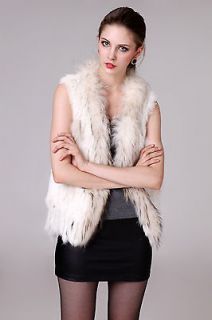 0241 Knit knitted handmade Rabbit fur vest gilet sleeveless garment