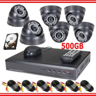 264 SURVEILLANCE NET DVR 6 CCTV INDOOR DOME CAMERAS SECURITY SYSTEM