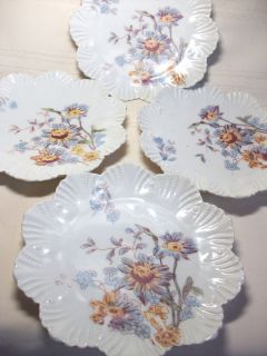 SET OF FOUR   CARLSBAD CHINA 7 HAND COLORED PLATES