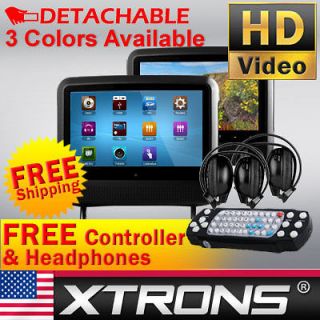XTRONS Black Twins Car Headrest DVD Player LCD 9 TouchScreen Game IR