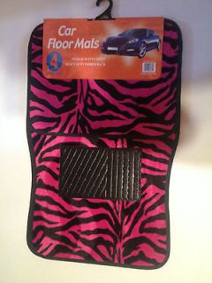 Hot Pink and Black Zebra Print Carpet 4 Piece Car Truck SUV Floor Mats