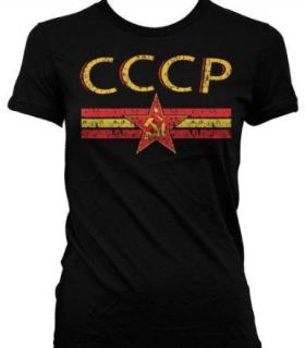 CCCP Star Crest Girls T Shirt Soccer Hockey USSR Russia
