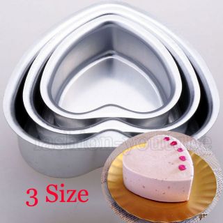 3Size 3D Heart Shape Cake Pan Tin Chocolate Jello Baking Muffin Mold