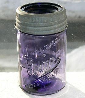 Antique Canadian pint size Improved GEM purple fruit jar FREE