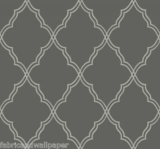 Candice Olson Wallpaper/ Charcoal Grey Lattice Trellis Textured