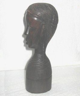 African pedestal statue carved wood man 8.5
