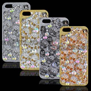 Diamond Bling 3D Skull Plating Hard Skin For iPhone 5 5G Case Cover