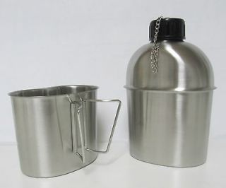 STAINLESS STEEL CANTEEN WITH CUP, BRAND NEW 1.3LITER (44oz.)
