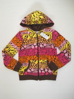 CHILDRENS PLACE GIRL BROWN ANIMAL PRINT HOODIE XS,S NWT